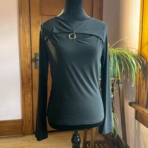 VTG Y2K Studio Y Black O-Ring Cut Out Going Out Top L Indie Sleaze Mob Wife Goth